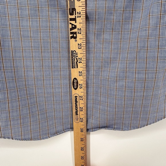 Jos A Banks Tailored Fit Blue Plaid Mens (15) Small Long Sleeve Button Up Shirt - Picture 6 of 8